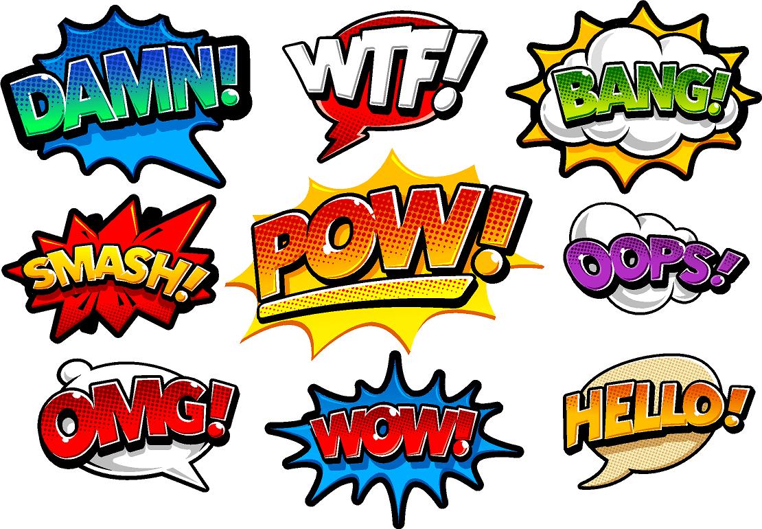 Comic book speech bubbles PVC photo prop Bundle