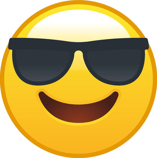 Smiling with cool shades emoji Circle  sign  Sign PVC photo prop
