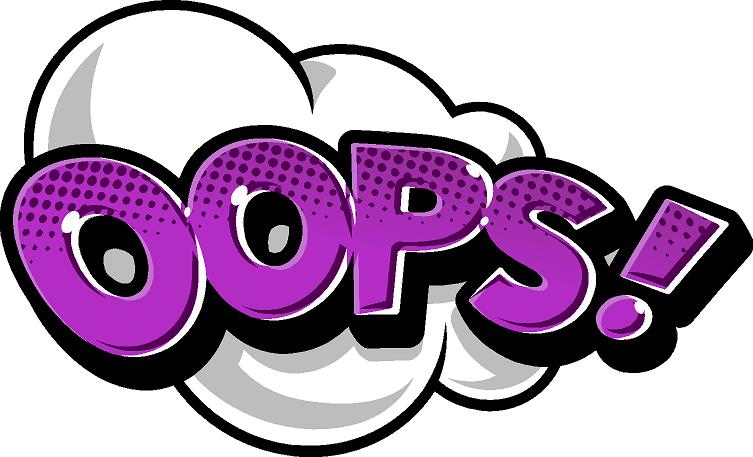 oops Comic book speech bubble  Sign PVC photo prop